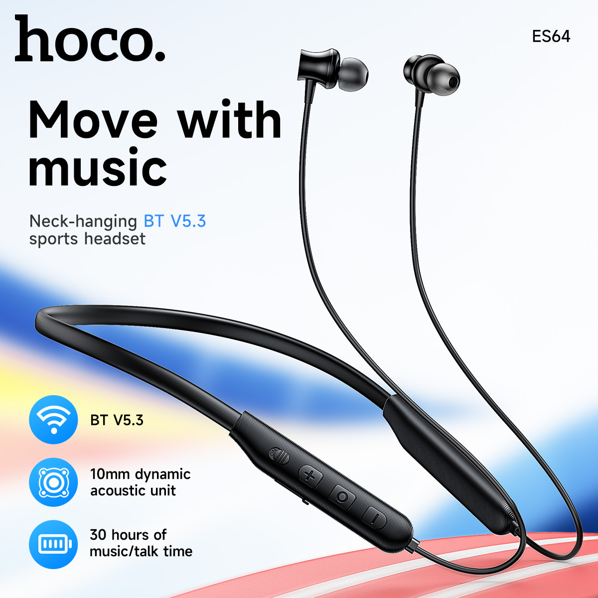 Magnetic Neckband Sports Earphones - HOCO ネックバンド ワイヤレス Bluetooth 5.3 イヤホン