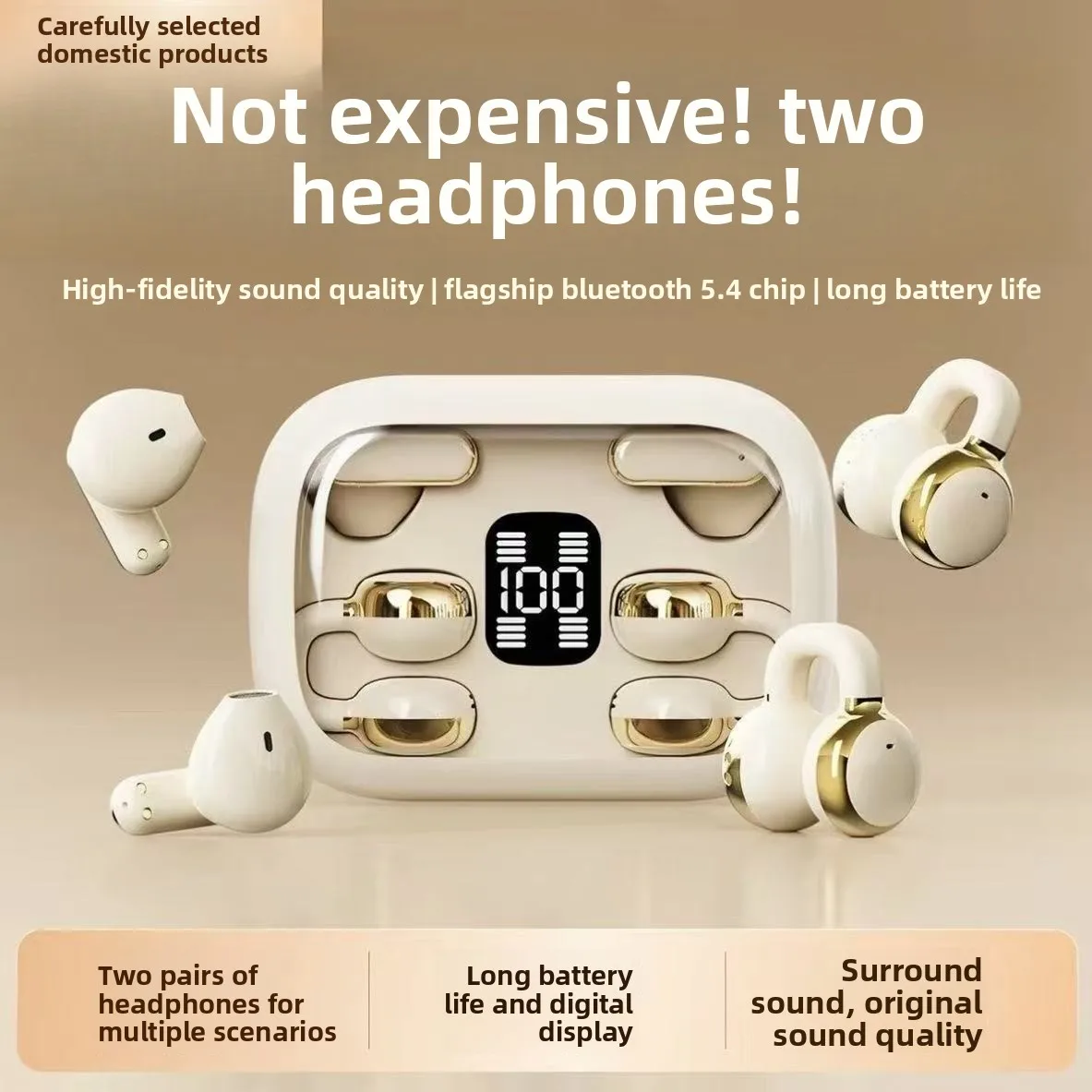 Sleep Mask Headphones Bluetooth - Bluetoothイヤホン、ワイヤレス両耳イヤホン、スポーツクリップ付き、スマートディスプレイ搭載、ランニングやジムでのトレーニングに最適。
