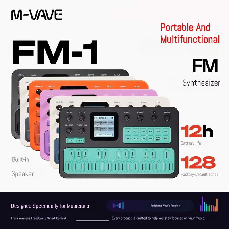 Speakers - M-VAVE ポータブルFM1 ポケットシンセサイザーキーボード、アナログ周波数変調スピーカー、アレンジメントコントローラー、音楽制作