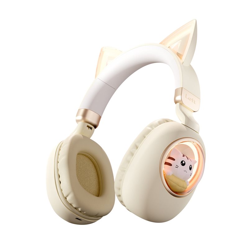 Cat Ear Bluetooth Headset Led - 折りたたみ式で、かわいい猫耳のデザインが施されたBluetooth 5.3対応のワイヤレスヘッドセット。LEDライト付きで、お子様や女の子への誕生日プレゼントに最適。