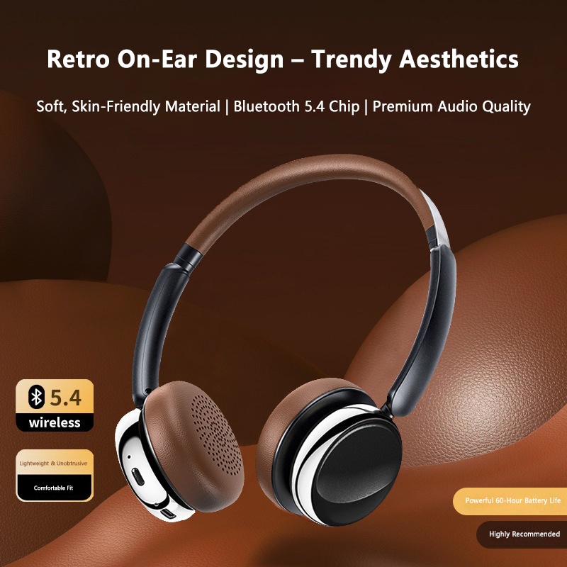 レトロなデザインのワイヤレスBluetoothオーバーイヤー - Anc Wireless Over Ear Headphones のレビューと価格