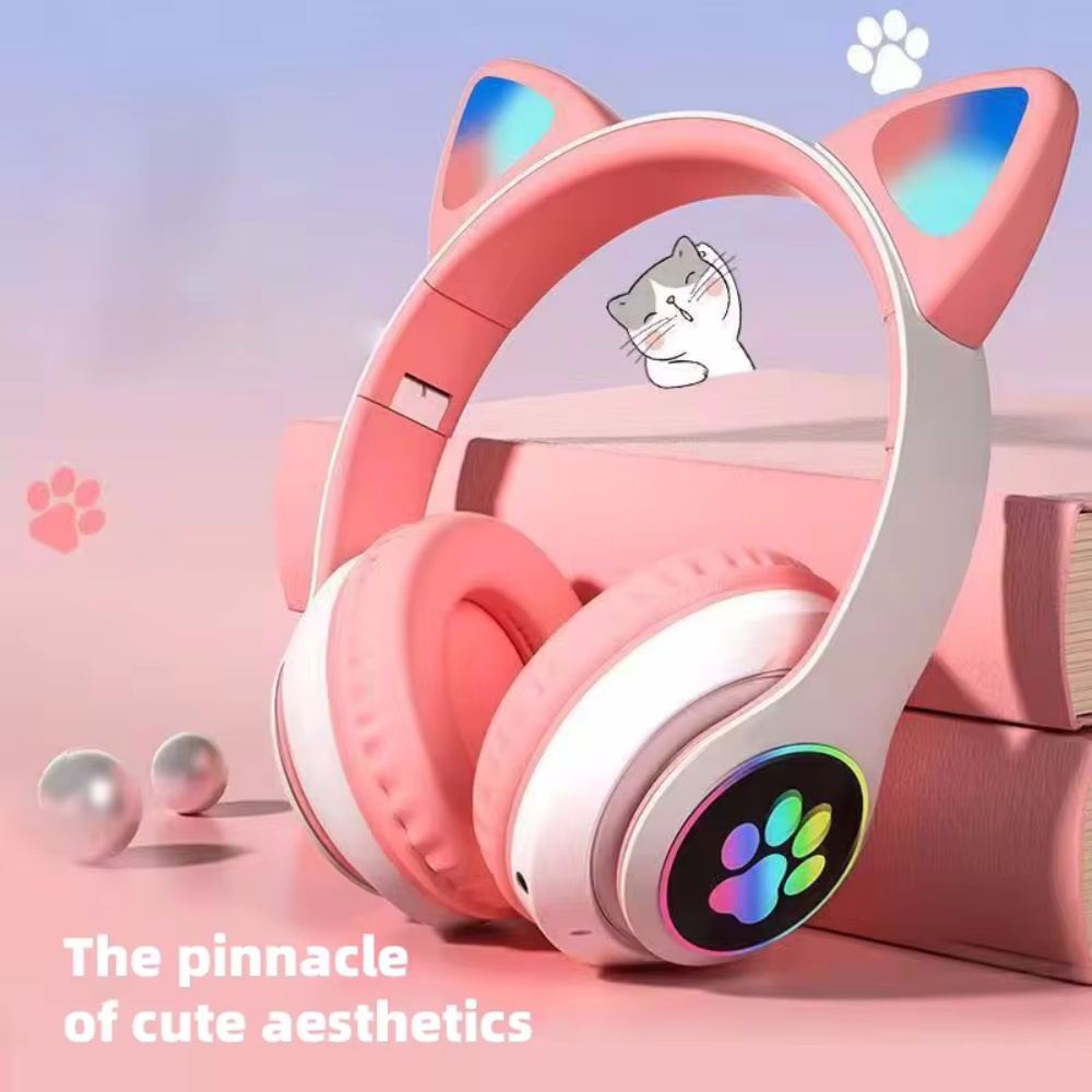 折りたたみ式ワイヤレスBluetoothヘッドホン、オーバー - Cat Ear Bluetooth Headset Led のレビューと価格