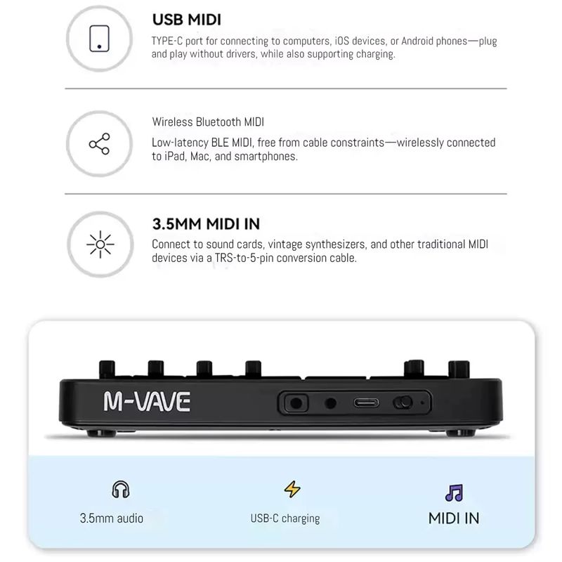 M-VAVE ポータブルFM1 ポケットシンセサイザーキーボ - Speakers のレビューと価格